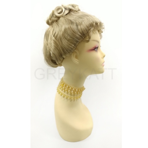 Medium blonde updo costume wig main image 5
